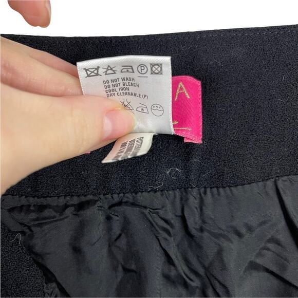 Escada 100% New Wool Pleated Ribbon Accents Knee-Length Black Skirt Size 34 - Picture 10 of 15